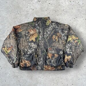 Vintage Woolrich‎ Camo Fleece Bomber Jacket Men's XL Quilted Mossy Oak Hunting